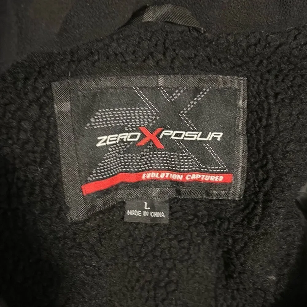 ZeroXposur Men's Size L Black/Gray Plaid Print Full Zip Winter Jacket Coat & Hoo